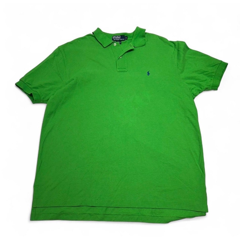 Polo Ralph Lauren Mens XL Kelly Green Short Sleeve Pique Polo Blue Pony Logo